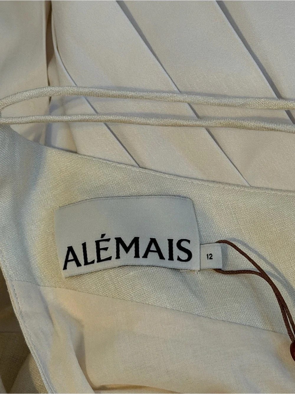 ALÉMAIS Rider Pleat Hem Mini Dress | Linen | Sz US 8 | Equestrian Coastal | NWT - Picture 10 of 11